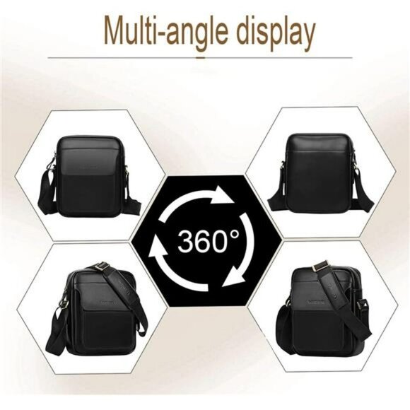 Leathario Crossbody Bag for Men Vegan Leather Messenger Shoulder Work Travel - Picture 5 of 7